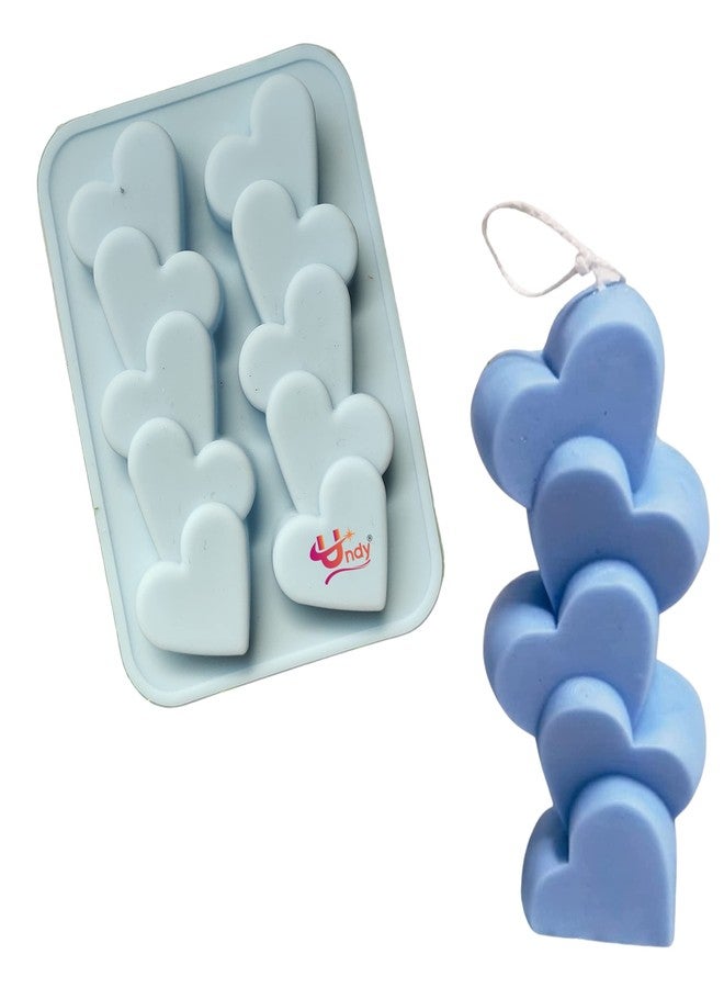 Undy 2 Cavity Heart Shape Candle Mould, Joint Heart Candle Mould for Candle Making Multi-Purpose Silicone Mould for Chocolate Resin soap (5 x 3.7 x 0.5 Inch) - Image 1